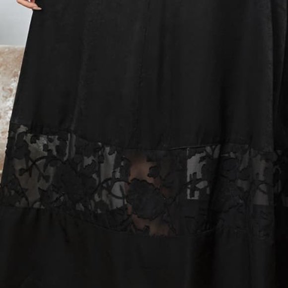 Melo Apparel Plus Size Embroidery Round Neck Long Sleeve Maxi Dress - Picture 9 of 10